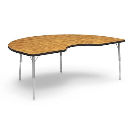 Virco 48 in. W, 72 in. L, 17-25 in. H, Medium Oak Top / Black Edge 48KID72LO